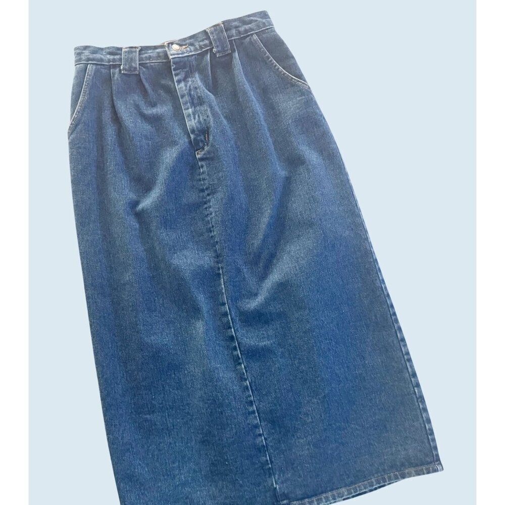 Vintage CROSSROADS Denim Midi Back Slit Skirt 90s / 00s Size 29